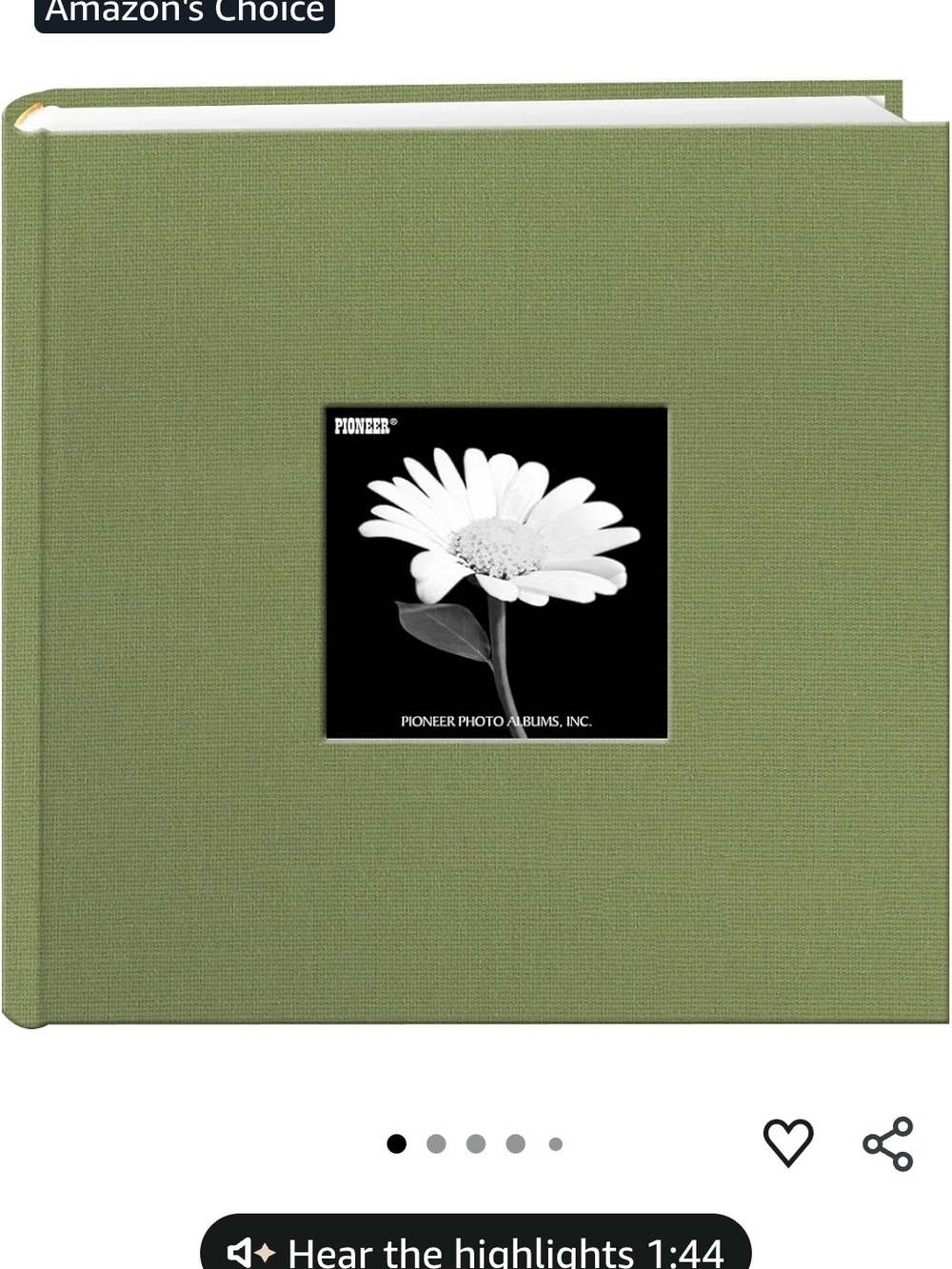 NEW Pioneer Sage Green Linen Photo Album with Daisy Cover